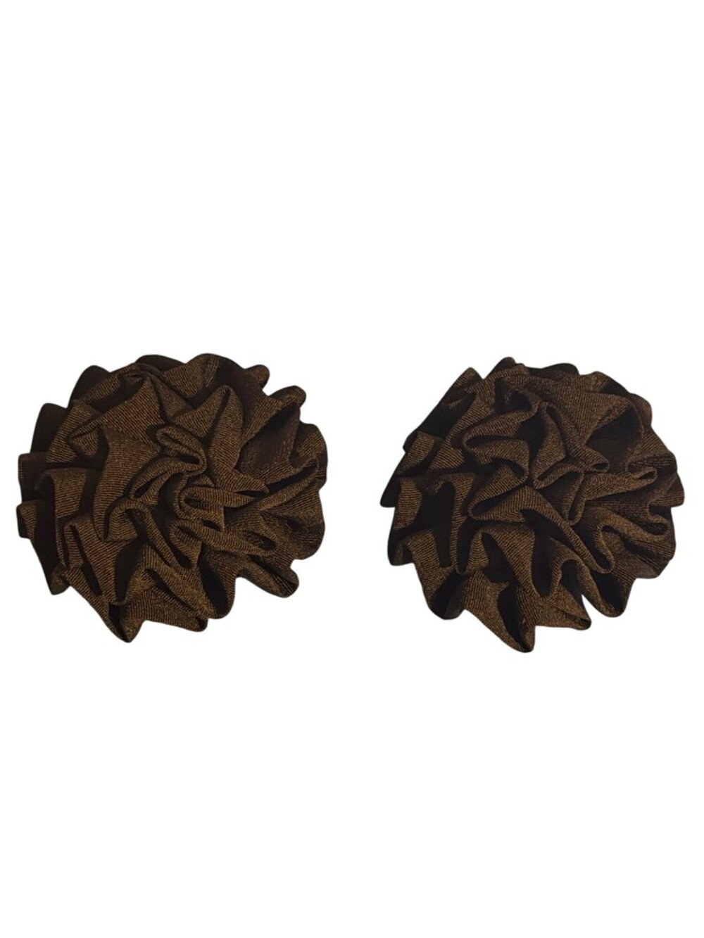 Vintage Set Musi Black Ribbon Flower Shoe Clips Puffs Ruffled 2.5" Estate